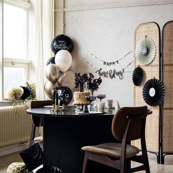 Rund Folieballon Happy Birthday Sort