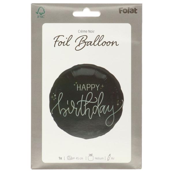 Rund Folieballon Happy Birthday Sort