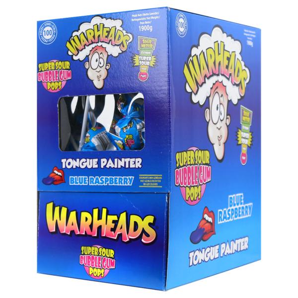 Warheads Slikkepind Supersur Blue Raspberry