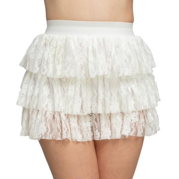 80'er Nederdel med Blonde Hvid