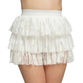 80'er Nederdel med Blonde Hvid