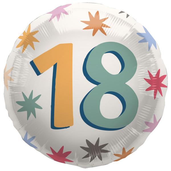 Rund Folieballon med Stjerner 18 år