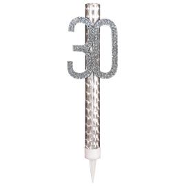 Sølv Isfontæne med Tal 30
