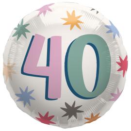 Rund Folieballon med Stjerner 40 år