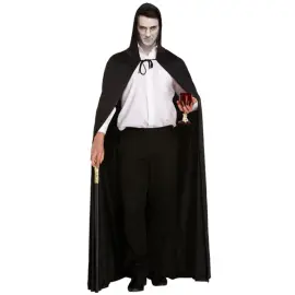 Lang Sort Kappe med Hætte