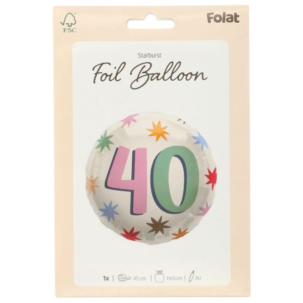 Rund Folieballon med Stjerner 40 år