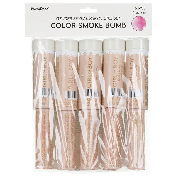 Røgbombe Lyserød 22,5 cm 5-pak