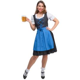 Oktoberfest Dirndl Kjole Blå & Sort X-Large