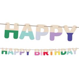 Bogstavguirlande Happy Birthday i Tr&aelig; 4 m