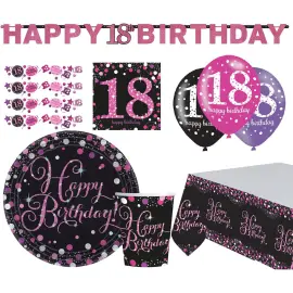 Fødselsdagssæt Glitter Lyserød 18 år 41-pak
