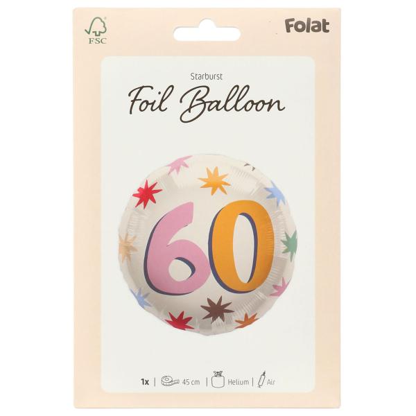 Rund Folieballon med Stjerner 60 år
