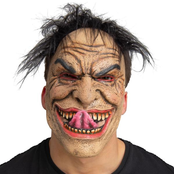 Latexmaske med Hår & Uhyggeligt Smil