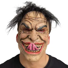 Latexmaske med Hår & Uhyggeligt Smil