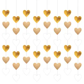 Hængende Dekorationer Hjerter Guld/Brun/Hvid