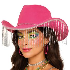 Cowboyhat med Frynser Pink