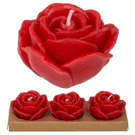 Stearinlys R&oslash;de Roser 3-pak