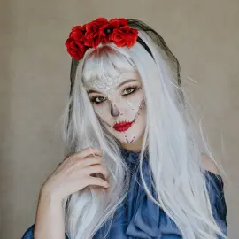 Hårbøjle Sort Slør og Røde Roser