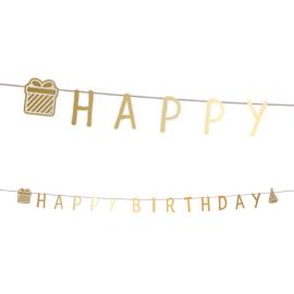 Bogstavguirlande Happy Birthday Guld