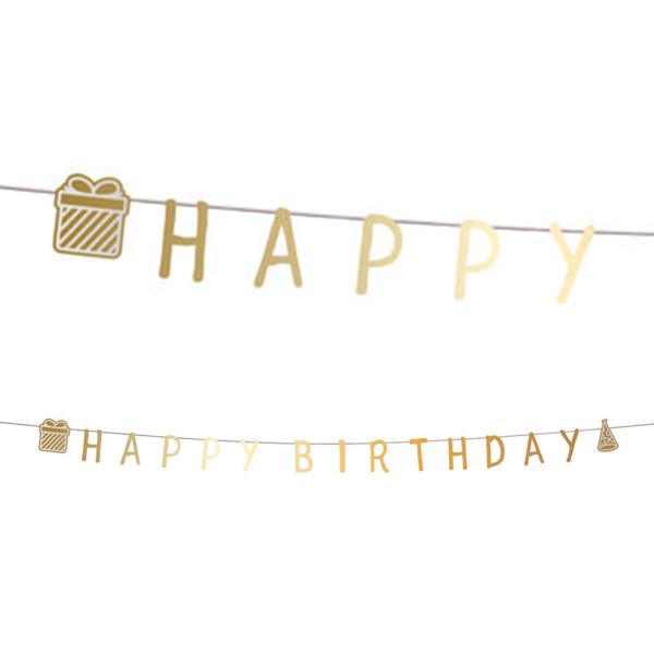 Bogstavguirlande Happy Birthday Guld