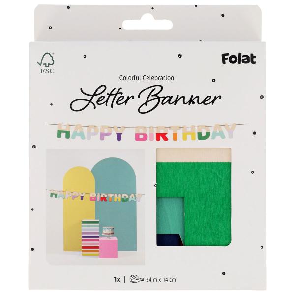 Bogstavguirlande Happy Birthday i Træ 4 m