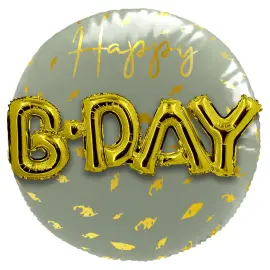 Happy B-Day 3D Folieballon Golden Dawn
