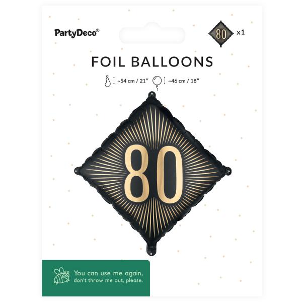 Folieballon 80 Sort/Guld 46 cm