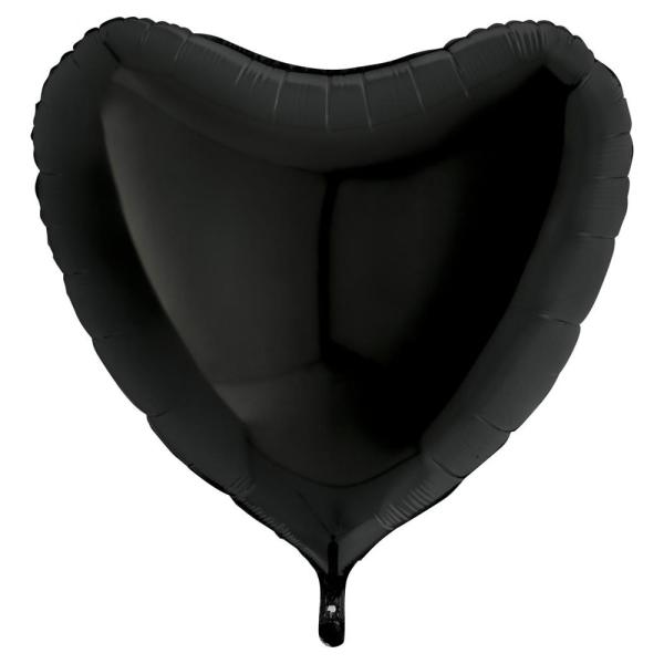 Hjerteballon Folie Sort