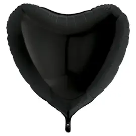 Hjerteballon Folie Sort