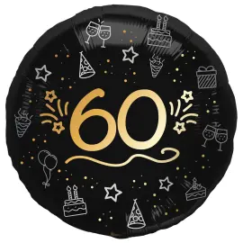 Rund Folieballon Sort 60 &aring;r