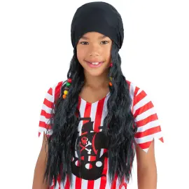 Pirat Bandana med Sort Hår Børn