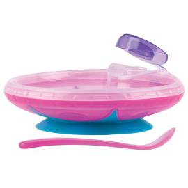 Varmetallerken med Ske Lyserød/Turkis 400 ml