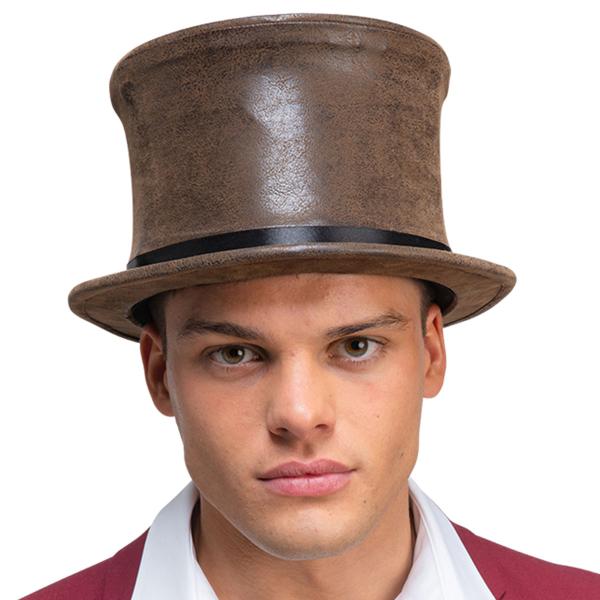 Høj Hat i Brun Imiteret Ruskind
