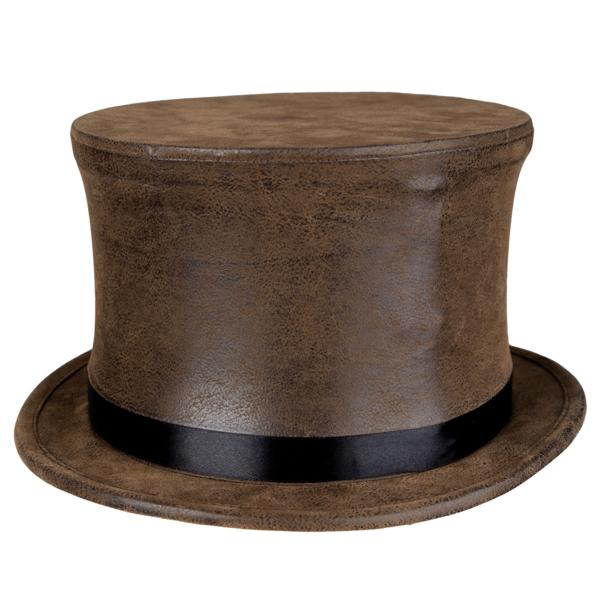 Høj Hat i Brun Imiteret Ruskind
