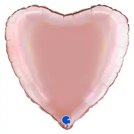 Hjerteballon Holografisk Platinum Rosé
