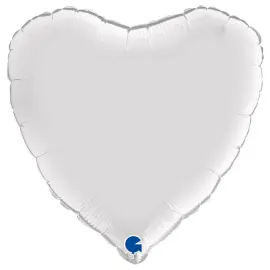 Hjerteballon Satin Hvid