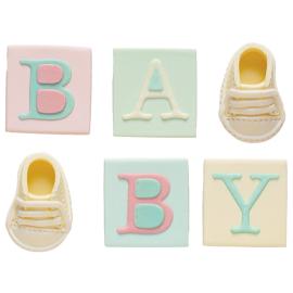 Sukkerdekorationer Baby Shower Farveblanding 6-pak