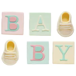 Sukkerdekorationer Baby Shower Farveblanding 6-pak