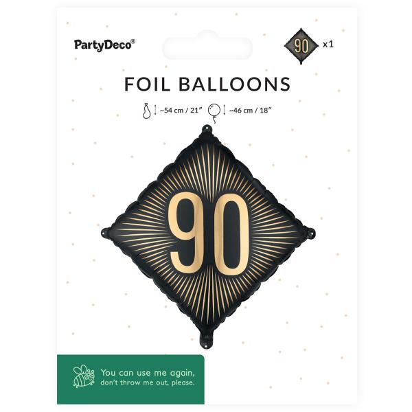 Folieballon 90 Sort/Guld 46 cm