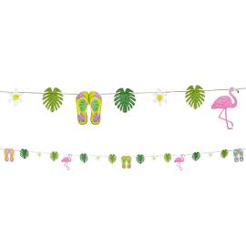 Sommerguirlande Flamingoer/T&oslash;fler/Planter 3,6 m
