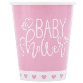 Baby Shower Papkrus Hjerter 27 cl 8-pak