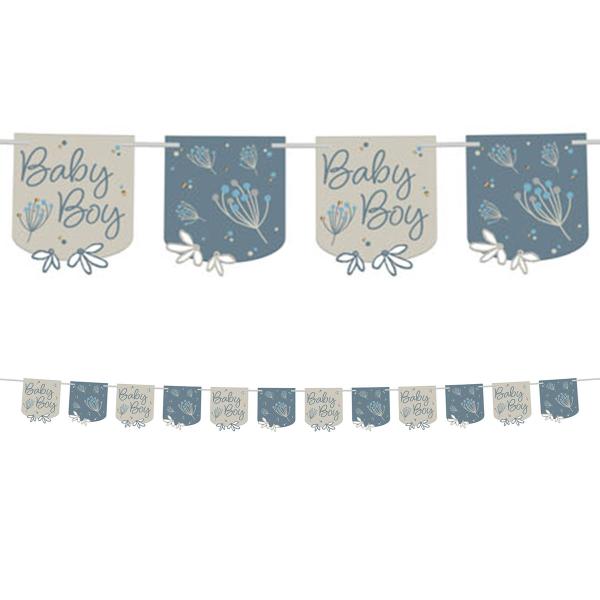 Flagguirlande Baby Boy Blomstrende