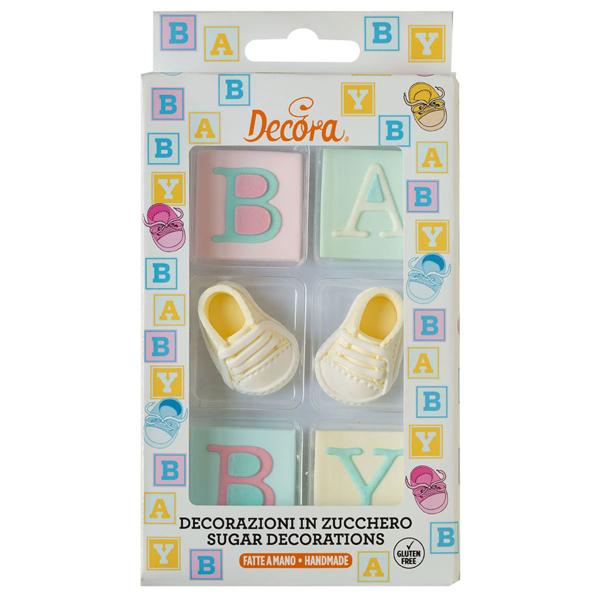 Sukkerdekorationer Baby Shower Farveblanding 6-pak