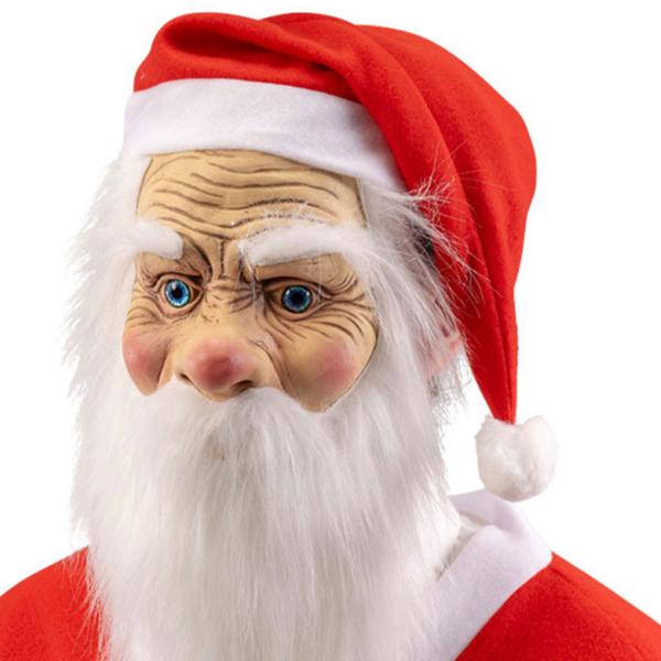 Julemandsmaske med Hvidt Skæg