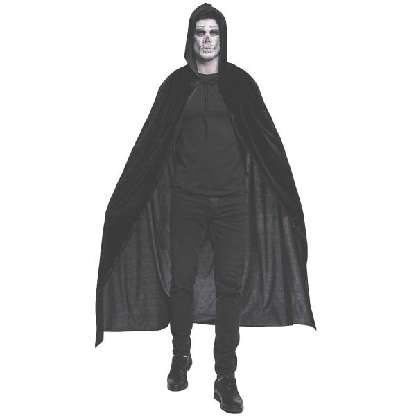 Sort Kappe med Hætte i Fløjl