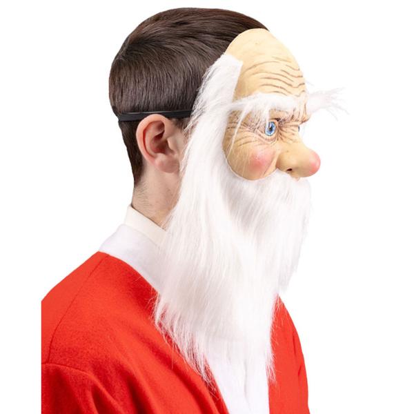 Julemandsmaske med Hvidt Skæg