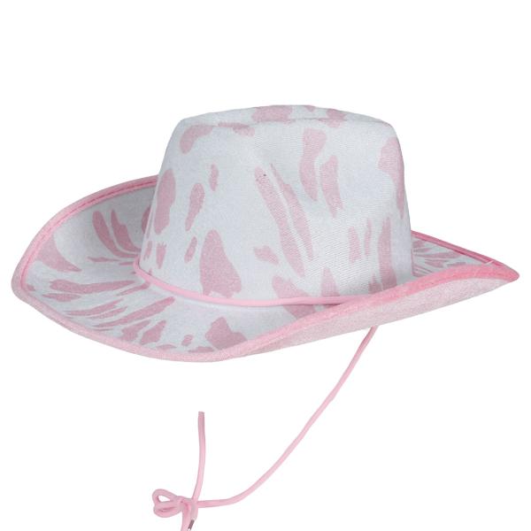 Cowboyhat med Komønster Pink/Hvid
