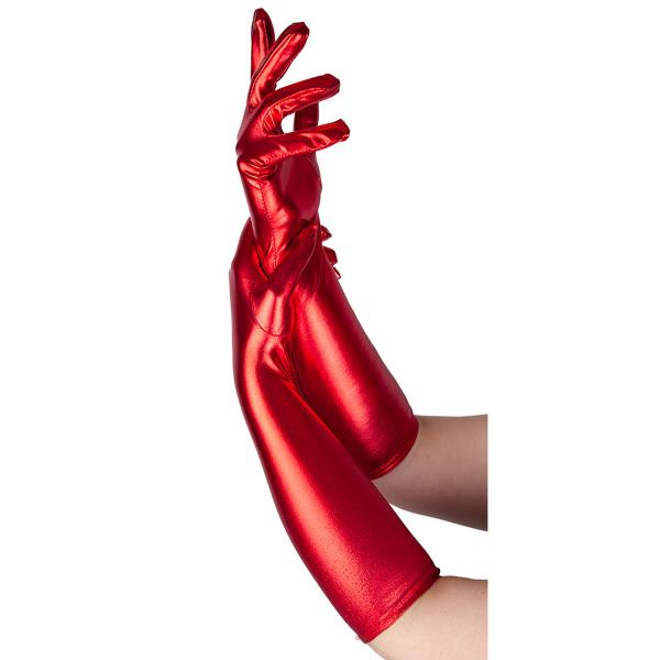 Lange Handsker Metallic Rød 43 cm