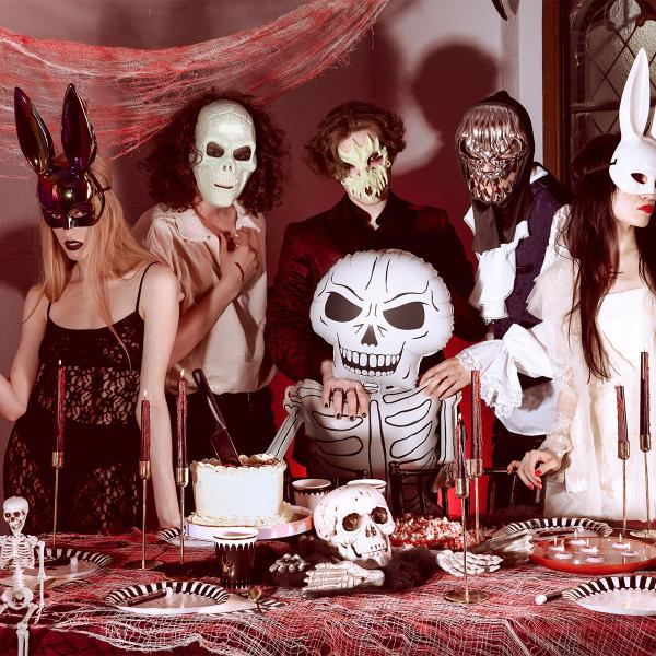 Dødningehoved Helmaske Sølv/Sort