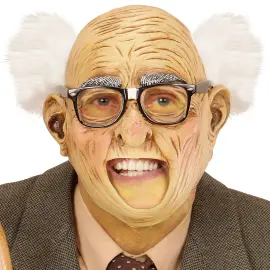 Bedstefar Maske med Hår og Åben Mund