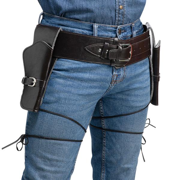 Deluxe Dobbelt Pistol Hylster med Bælte Mørkebrun